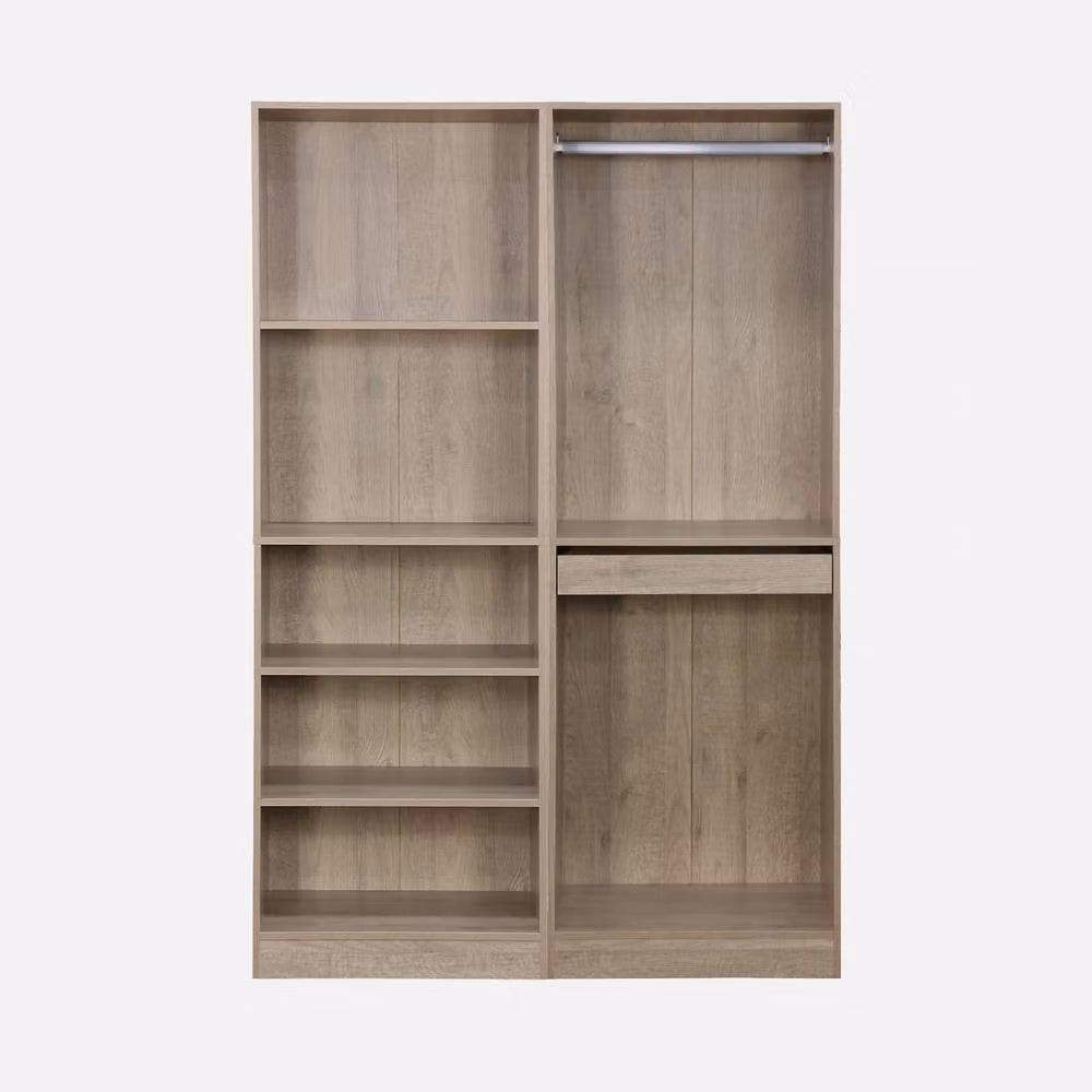 sweeek Modular Dressing Kit with 2 Elements, Light Brown, W: 120 cm, D: 45 cm, H: 180 cm – 2
