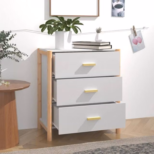 Berkfield Home White Scandinavian Sideboard, W/D/H: 62 x 38 x 70 cm – 1