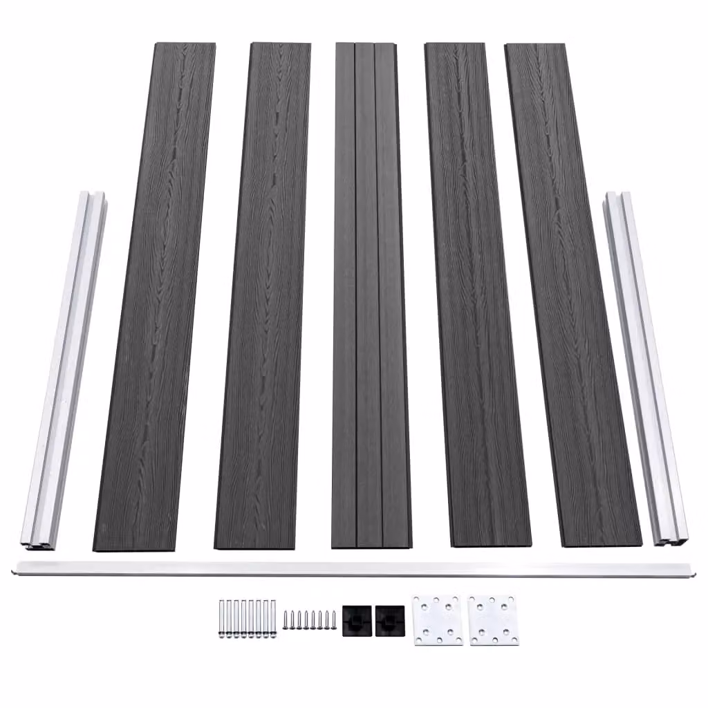 Berkfield Home WPC Fence Panel Set in Black, W: 699 cm, H: 105 cm – 4
