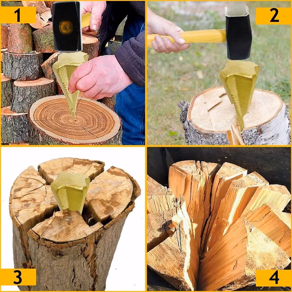 SPETLEK Steel Log Splitter and Sledge Hammer Kit in Yellow, W: 52 cm – 2