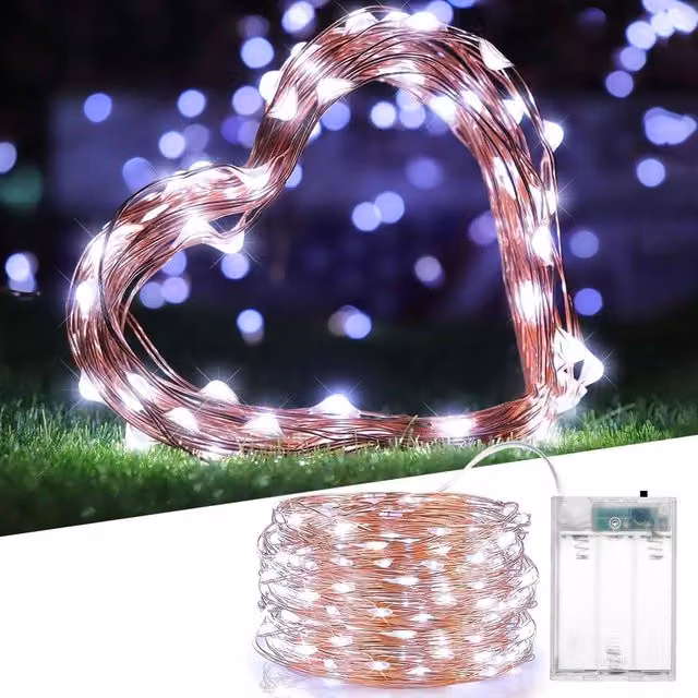 Shatchi 2 Pack of 40 LED Battery Operated Cool White String Lights with Copper Wire – 4