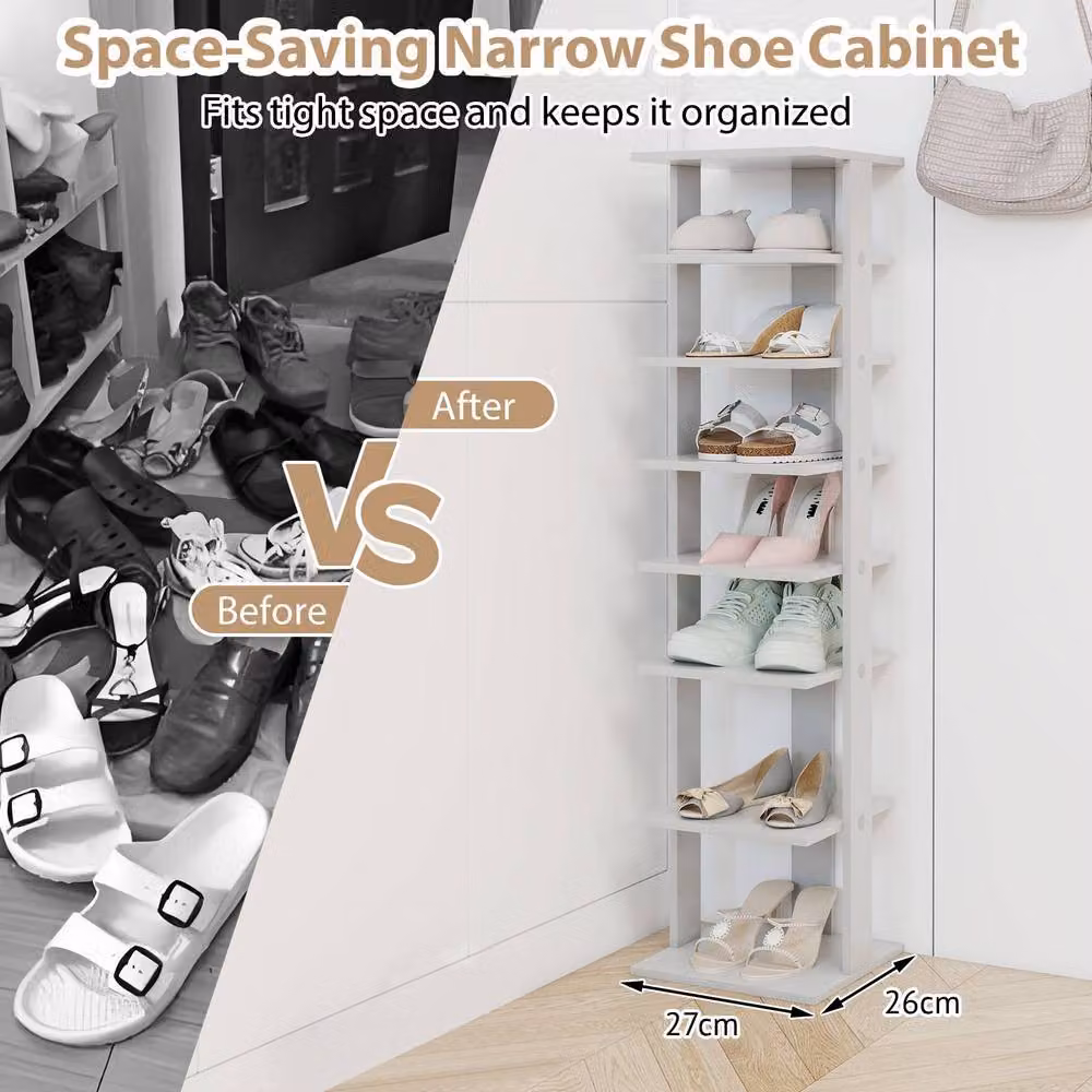 Costway 7-Tier Vertical Shoe Rack and Storage Organiser with Adjustable Shelves in Grey – 3