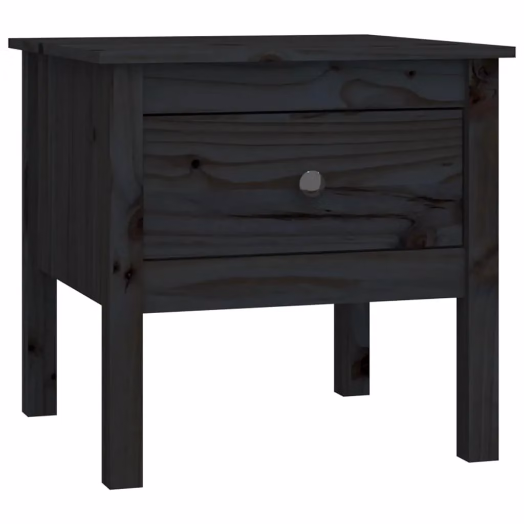 Berkfield Home Set of 2 Black Rustic Solid Pine Side Tables, W/D/H: 50 x 50 x 49 cm – 3