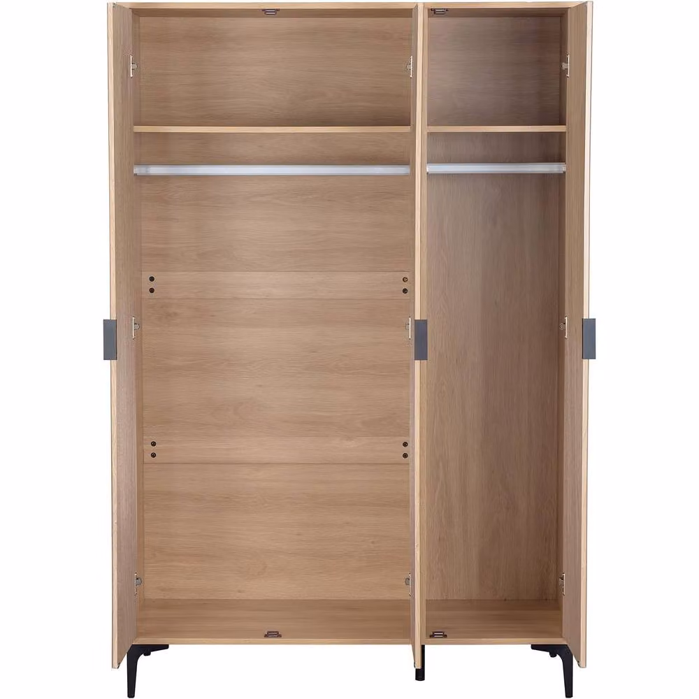 Seconique Miami 3 Door Wardrobe in Light Oak and Black – 2