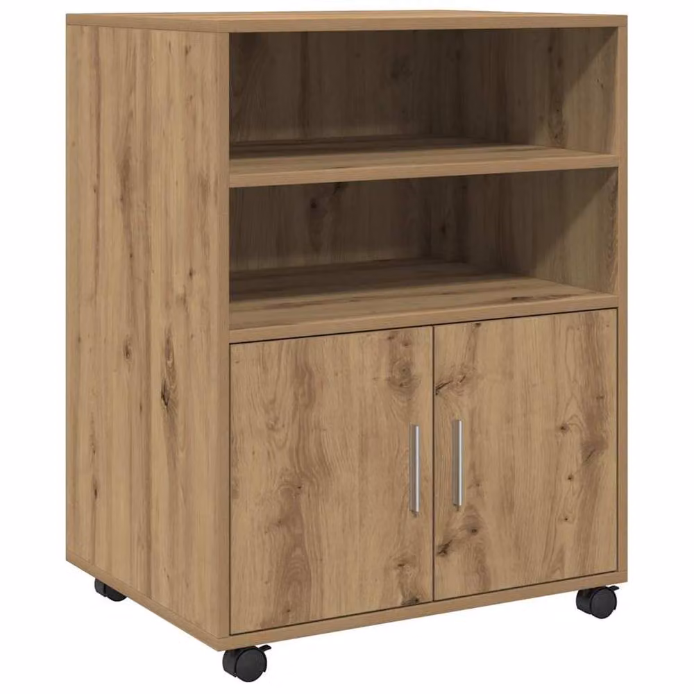 Berkfield Home Artisan Oak Rolling Cabinet in Brown, W: 60 cm, D: 48 cm, H: 81 cm – 3