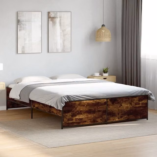 Berkfield Home Smoked Oak Bed Frame with Drawers, Brown, W/D/H: 140 x 200 cm – 1