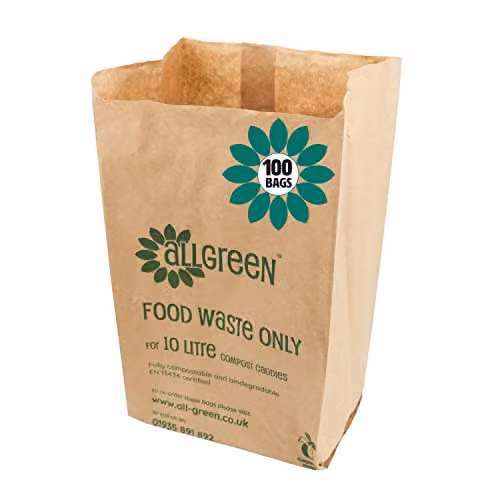 All-Green Brown Compostable Paper Food Waste Caddy Liners, 10L, 100 Pack