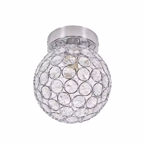ValueLights Silver Chrome Sphere Globe Acrylic Jewel Flush Ceiling Light with LED Bulb – 1