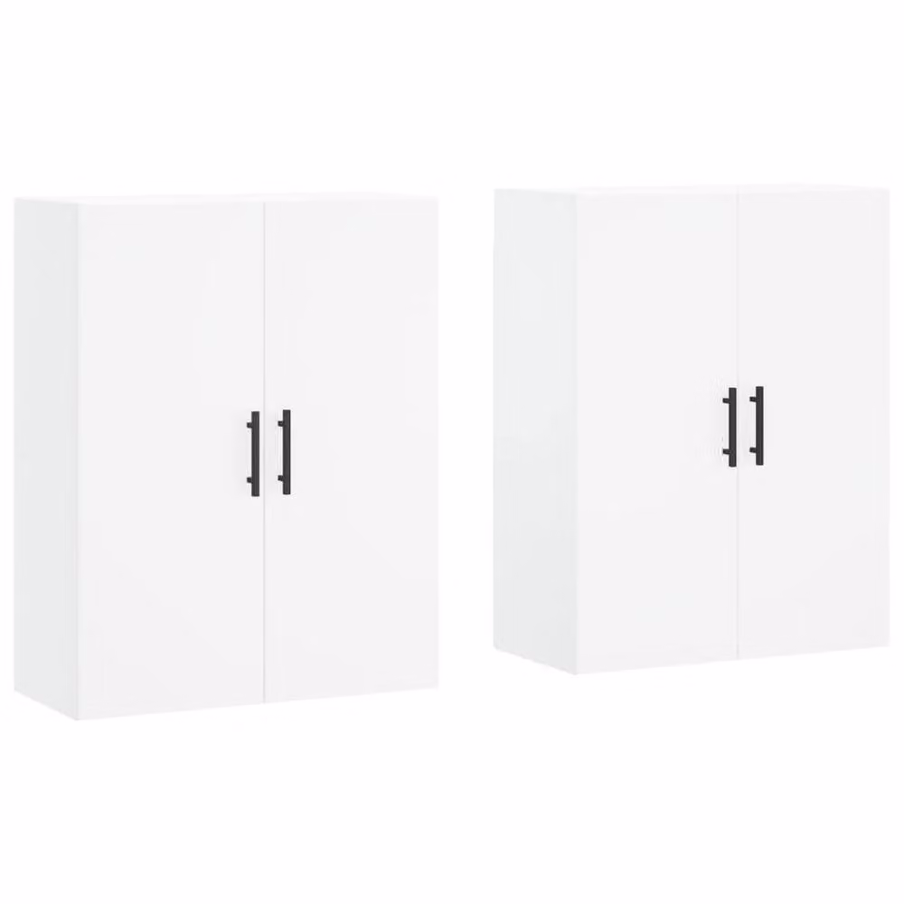 Berkfield Home Set of 2 White Wall Mounted Cabinets with Hinged Doors, W/D/H: 69.5 x 34 x 90 cm