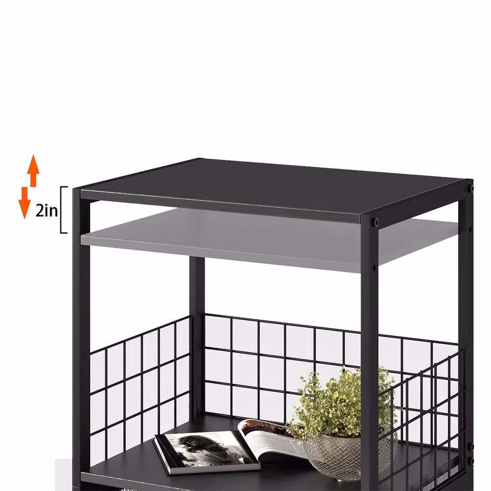 Huhote 3-Tier Black Vinyl Record Player Stand and Storage Side Table – 5