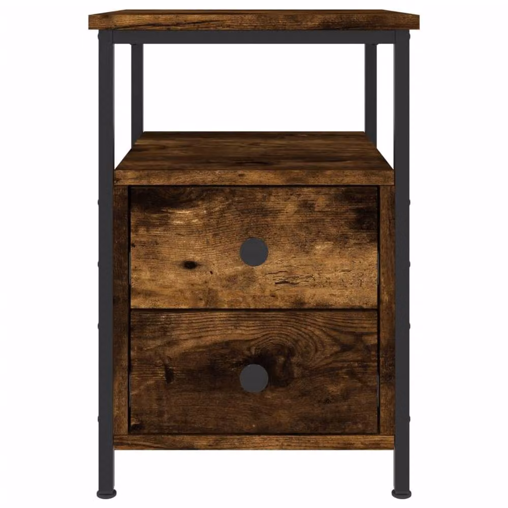 Berkfield Home Durable Bedside Cabinet in Smoked Oak Brown, W/D/H: 34 x 35.5 x 50 cm – 5