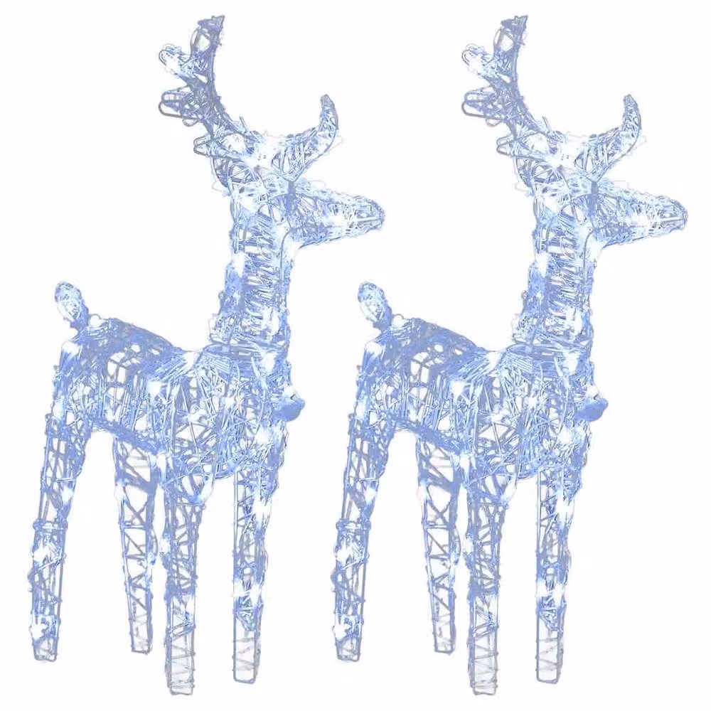 Berkfield Home Beautiful Christmas Reindeer Set of 2, Cool White 80 LEDs, Acrylic – 3