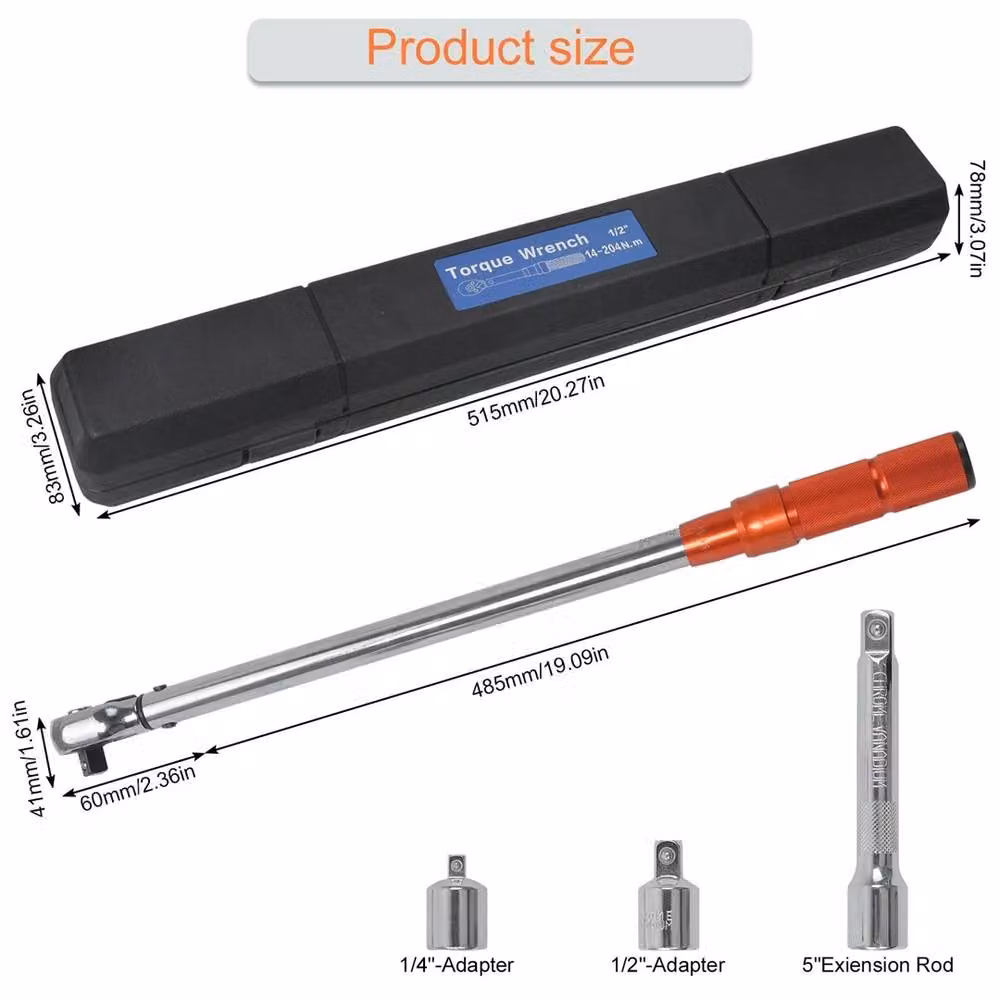 Nordara Adjustable Torque Wrench 1/2-1/4-3/8" 10-150ft.lb in Silver – 2