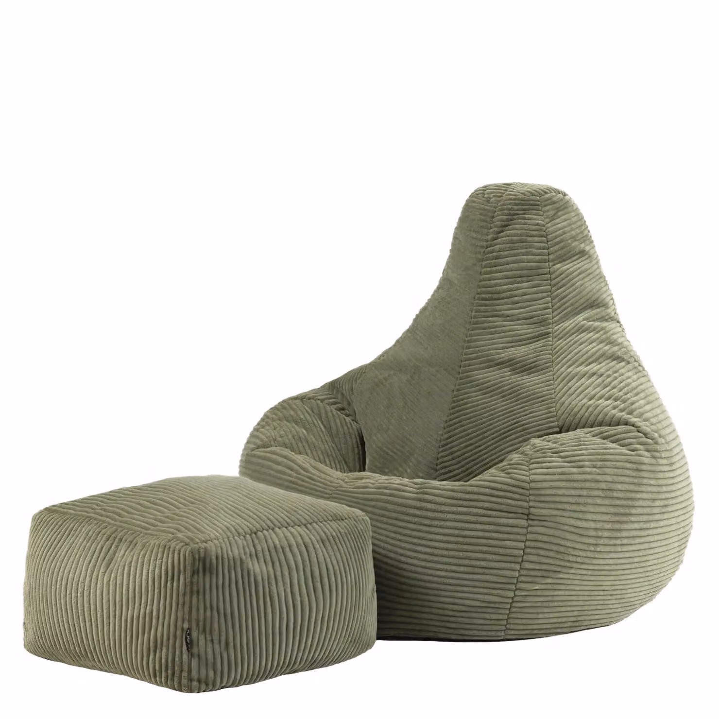 icon Dalton Cord Bean Bag and Footstool in Green – 2