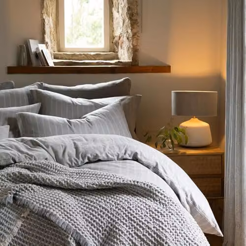 Christy Flannel Stripe 100% Cotton Duvet Cover and Pillowcase Set in Silver Grey, W/D/H: 200 x 200 cm and 50 x 75 cm – 3