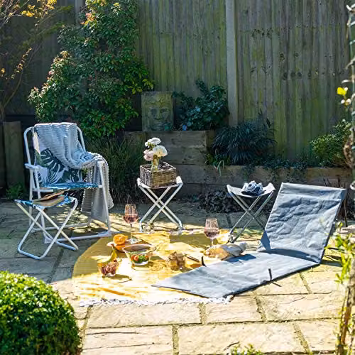 Harbour Housewares Pack of 2 Folding Beach Sun Loungers with Adjustable Headrest in Grey or Green – 4