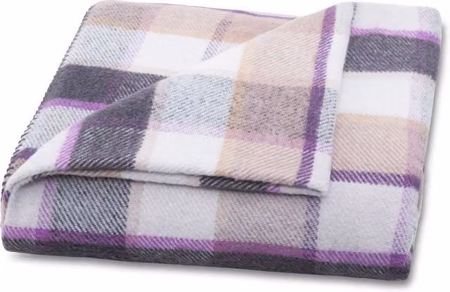 Matris Home Scotch Checked Cotton Throw Blanket in Purple and Grey