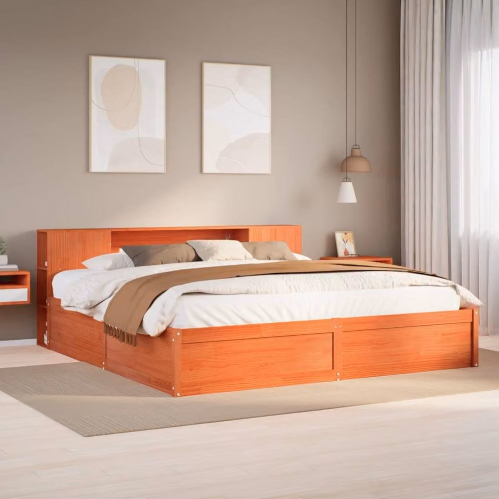 Berkfield Home Beautiful Solid Wood Bed Frame in Wax Brown, W/D/H: 200 x 160 x 206.5 cm – 2