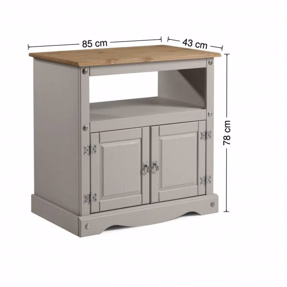 NESTLUNE Grey Rustic Solid Pine Wood TV Unit with Metal Accents, W: 100 cm, D: 15 cm – 2