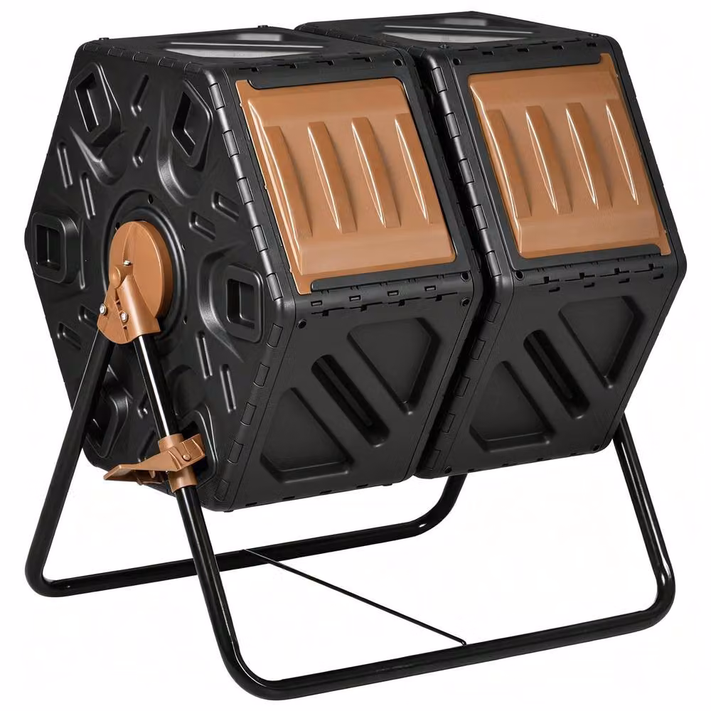STILVORA Double Chamber Rotating Compost Bin with Flip Lid in Black – 5