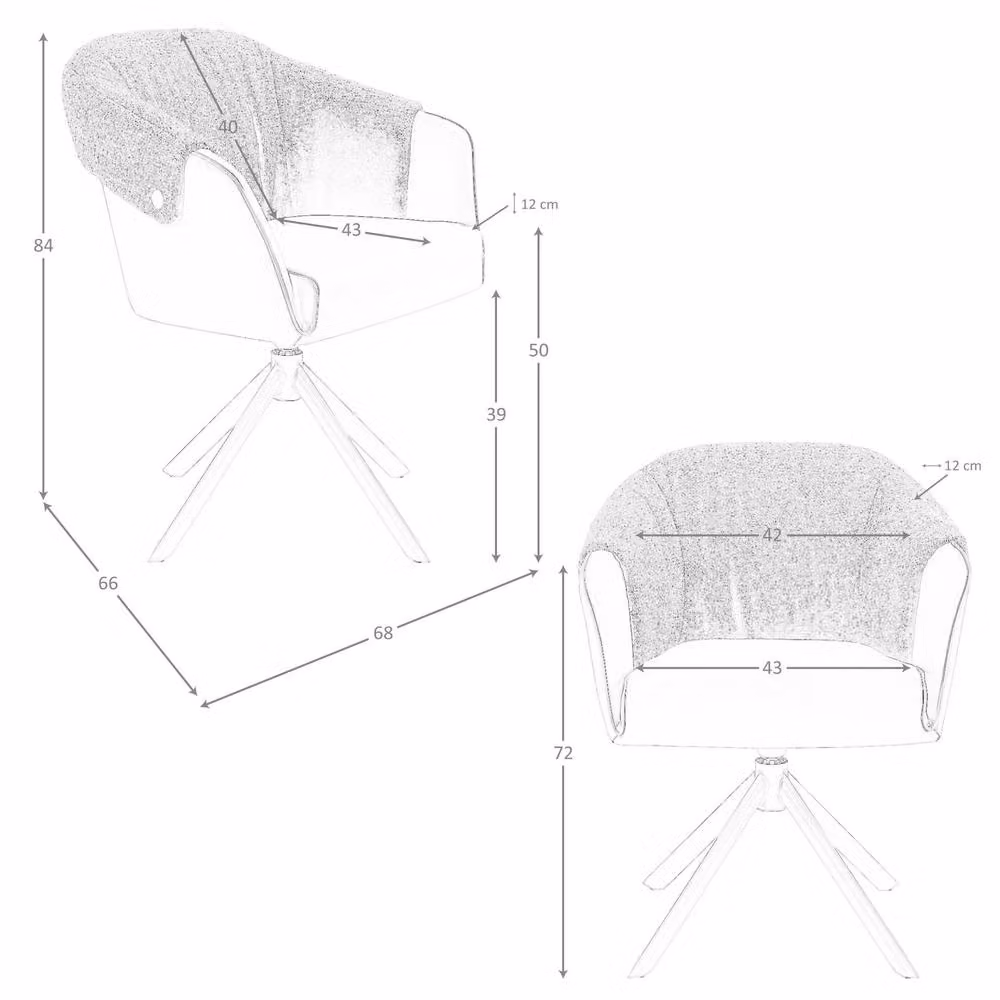 Angel Cerdá Brown Leatherette and Fabric Swivel Dining Chair with Armrests – 5