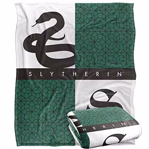 Warner Brothers Harry Potter Slytherin House Pride Fleece Blanket, W/D/H: 152 x 127 cm, White/Multicolour
