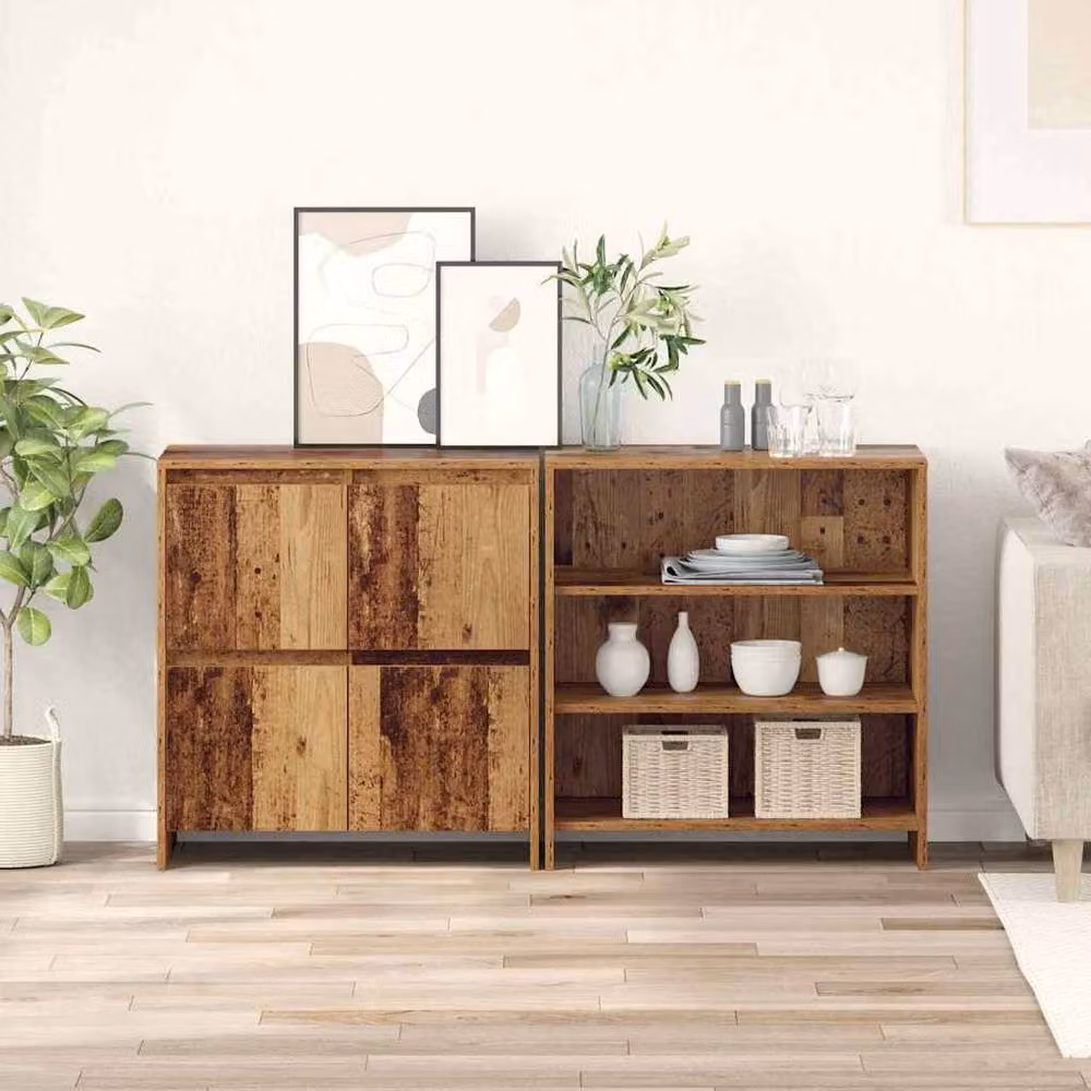 Berkfield Home 2-Piece Rustic Sideboard Set in Brown Old Wood, W/D/H: 70 x 41 x 75 cm – 2
