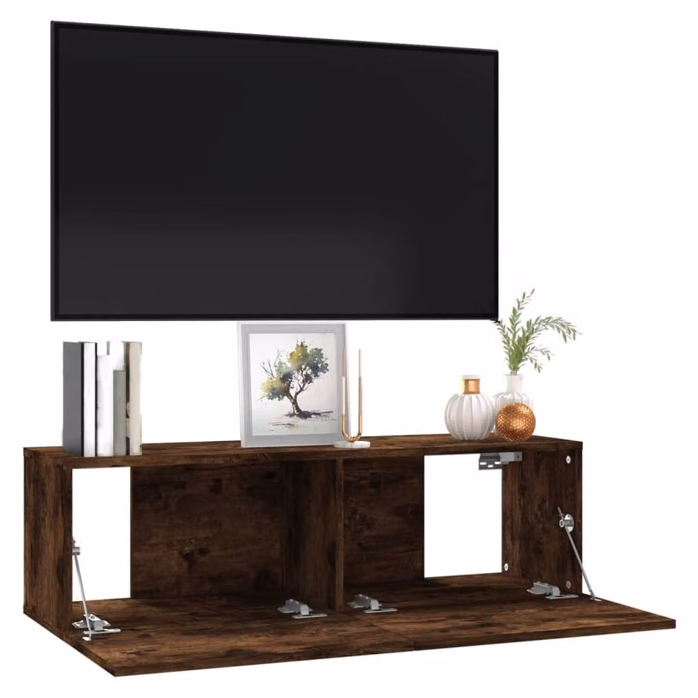 Berkfield Home Modern TV Wall Cabinet in Smoked Oak Brown, W/D/H: 100 x 30 x 30 cm – 3