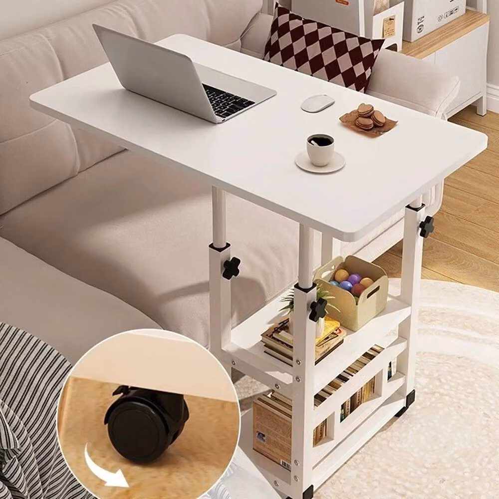 VOGREX White Adjustable Overbed Chair Table with Sled Base and MDF Laminate Top – 2