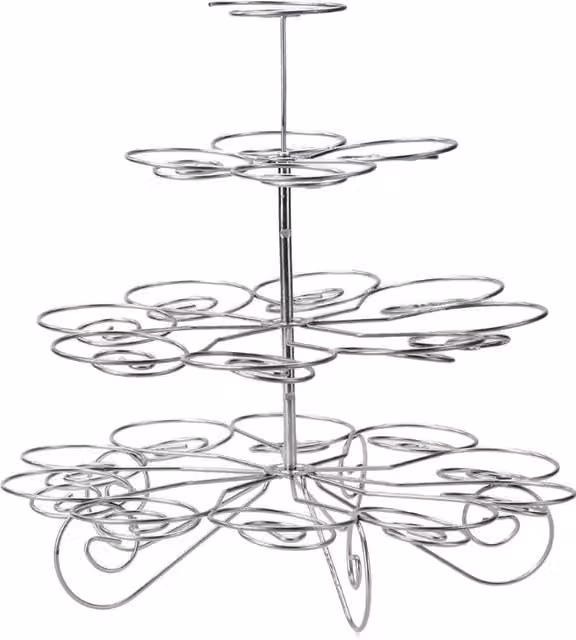 Neel Blue 4 Tier Silver Cupcake Stand and 41 Mini Cake Food Display Set