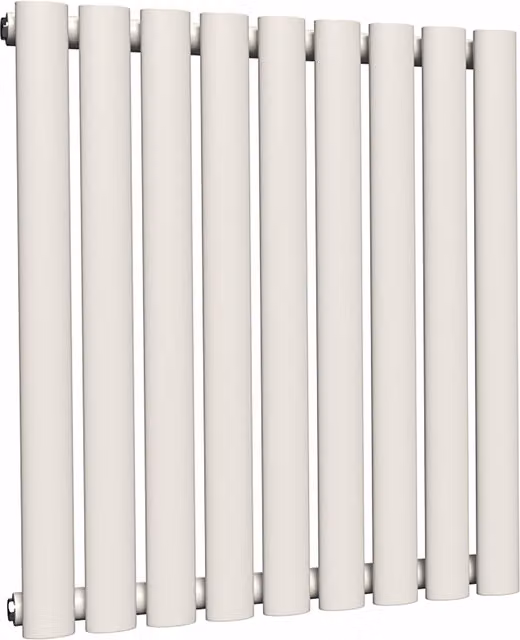 Lux Heat Oval Horizontal Coloured Radiator in Antique White, W: 60 cm, H: 54 cm