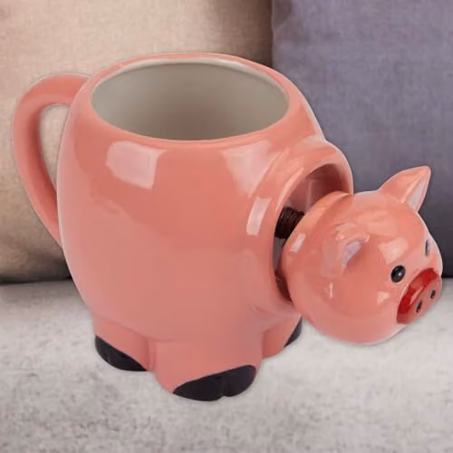 VFM e-Store Shaking Pig Wobble Mug, Pink, W: 11 cm, H: 10 cm – 4