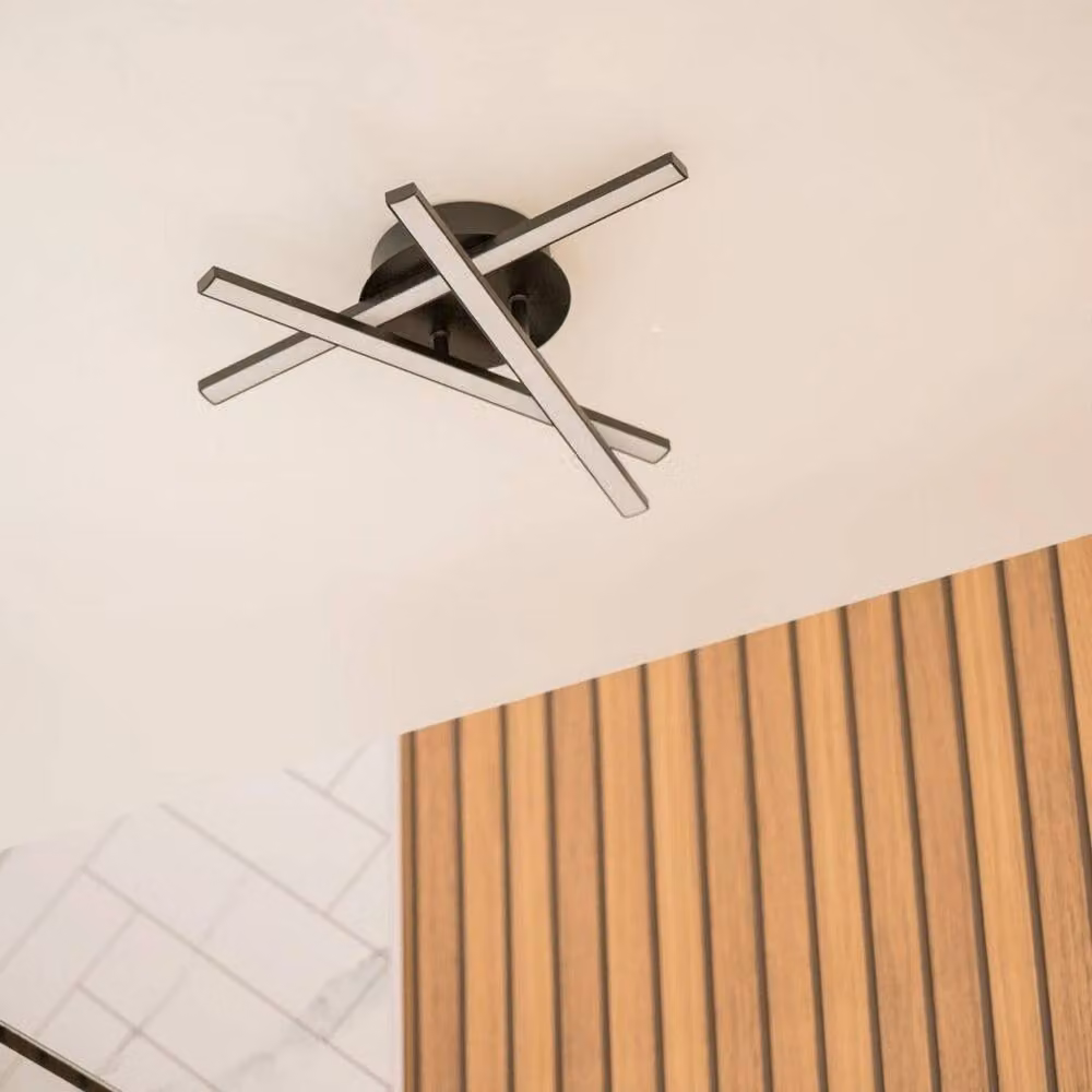 EONLION Crossover Black Integrated LED Ceiling and Wall Light Fitting, IP44 Waterproof, Adjustable Modern Design – 3