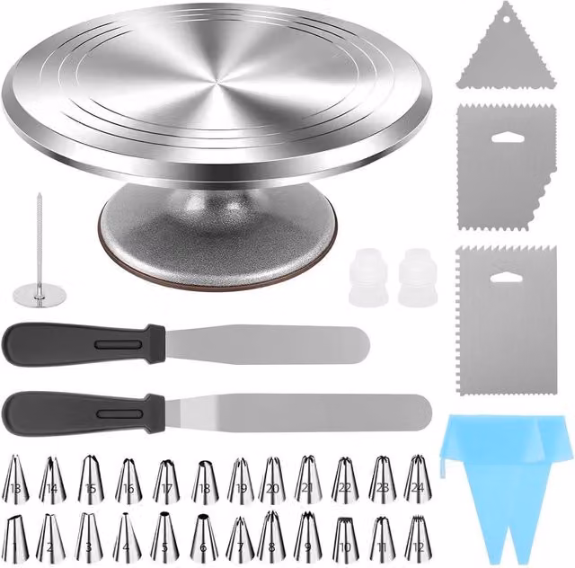VOGREX Silver Aluminium Rotating Cake Turntable, Diameter: 30.48 cm – 1