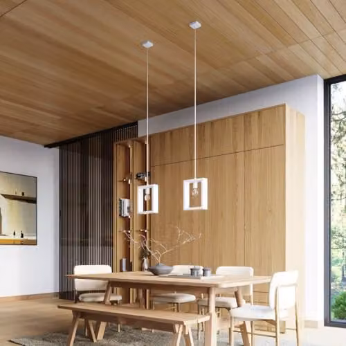 Sollux Lighting Aries Scandinavian Pendant Lamp in White and Wood, W/D/H: 133 x 24 x 8 cm – 3