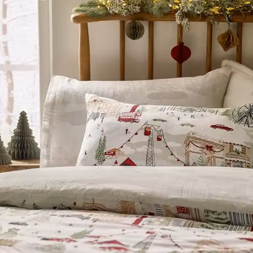 Riva Home Joy To All Reversible Christmas Duvet Cover Set, White and Red, W/D/H: 200 x 200 cm – 2
