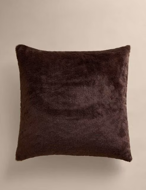 M&S Chocolate Brown Velvet Supersoft Square Cushion