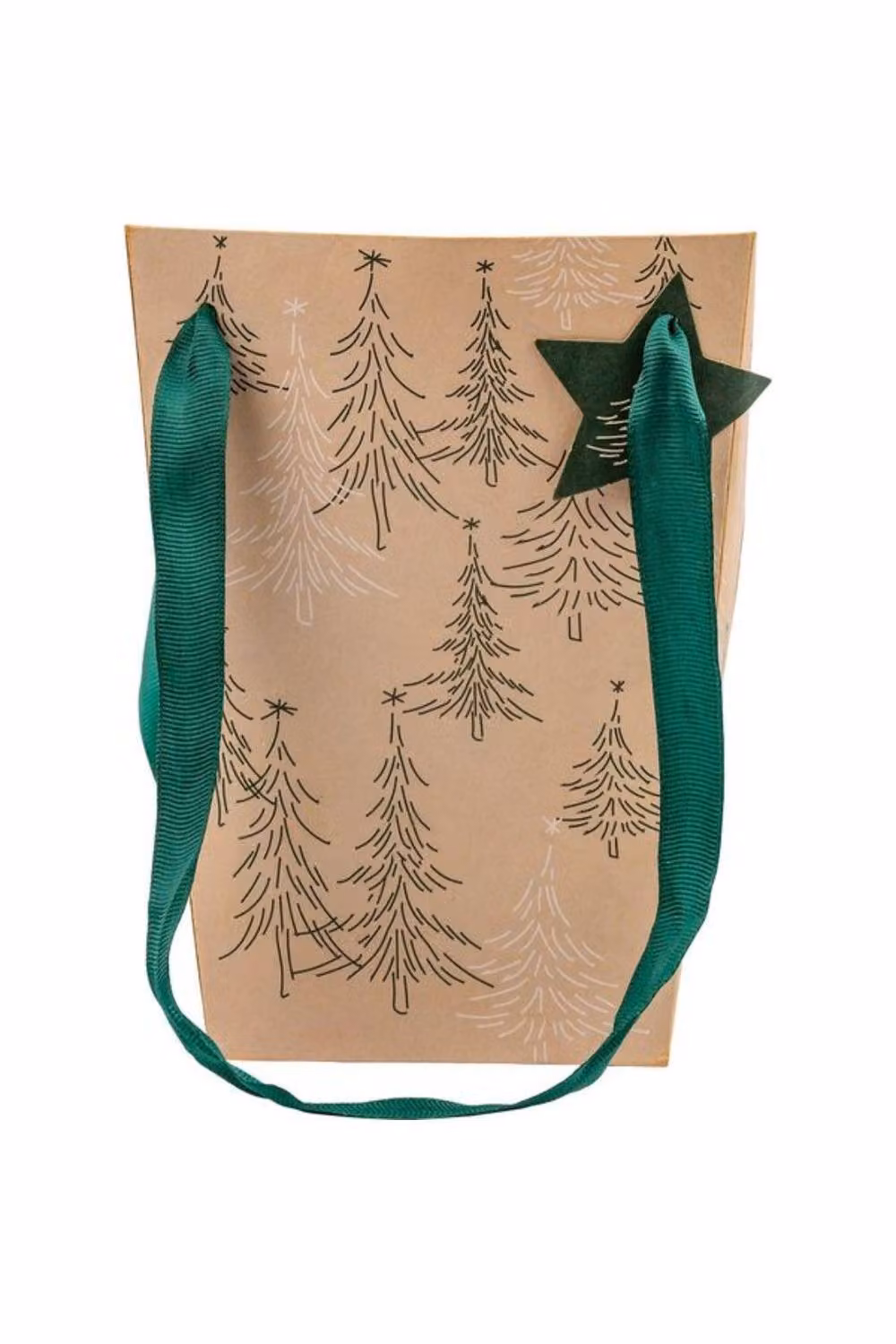 KDMD Festive Oh Christmas Tree Paper Bag in Teal and Brown – 2