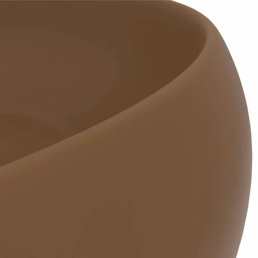 Berkfield Home Luxury Round Ceramic Wash Basin in Matt Cream, W: 40 cm, D: 15 cm, H: 15 cm – 3