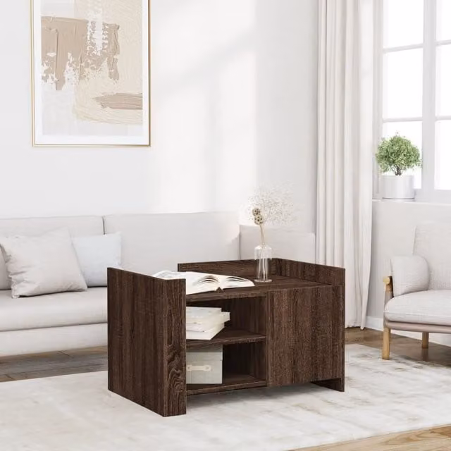 Berkfield Home Brown Oak Coffee Table, W/D/H: 80 x 50 x 50 cm