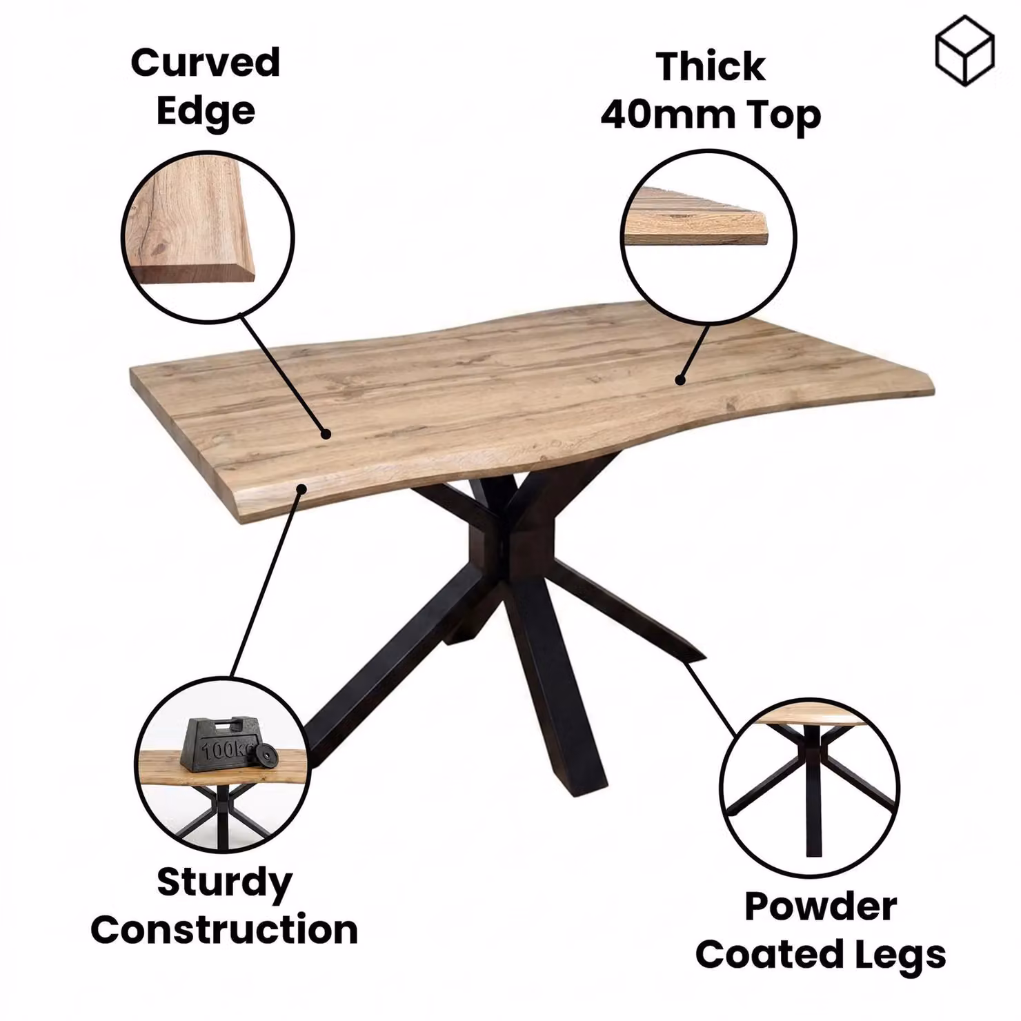 KOSY KOALA Minimalist Wooden Dining Table Set with Bench and 2 Black Chairs in Brown and Black – 5