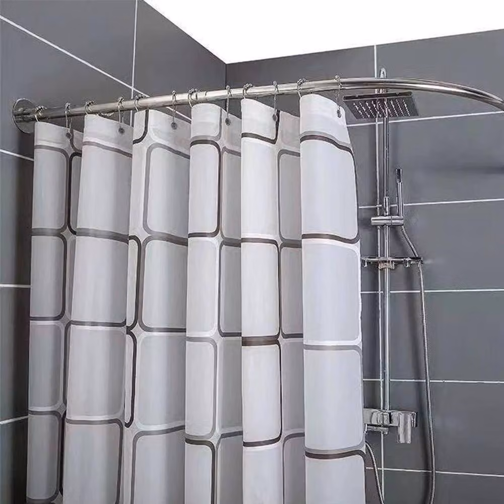 NESTLUNE L-Shape Stainless Steel Shower Corner Curtain Rod in Silver, W/D: 100 x 100 cm – 4