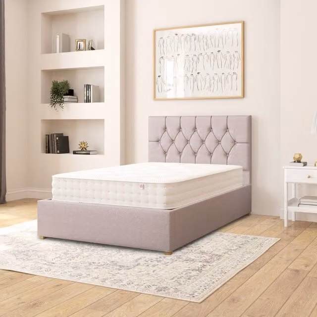 Aspire Olivier Upholstered Fabric Ottoman Storage Bed in Grey, W/D/H: 120 x 200 cm