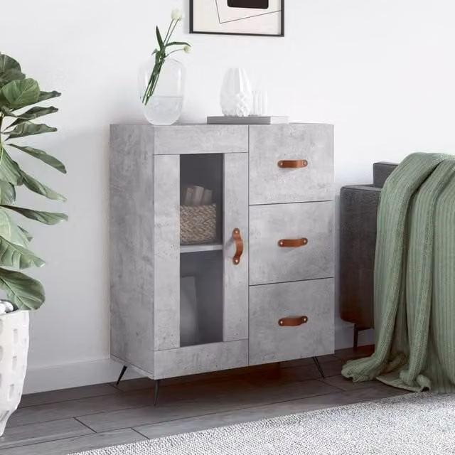Berkfield Home Sideboard in Concrete Grey, W/D/H: 69.5 x 34 x 90 cm – 1