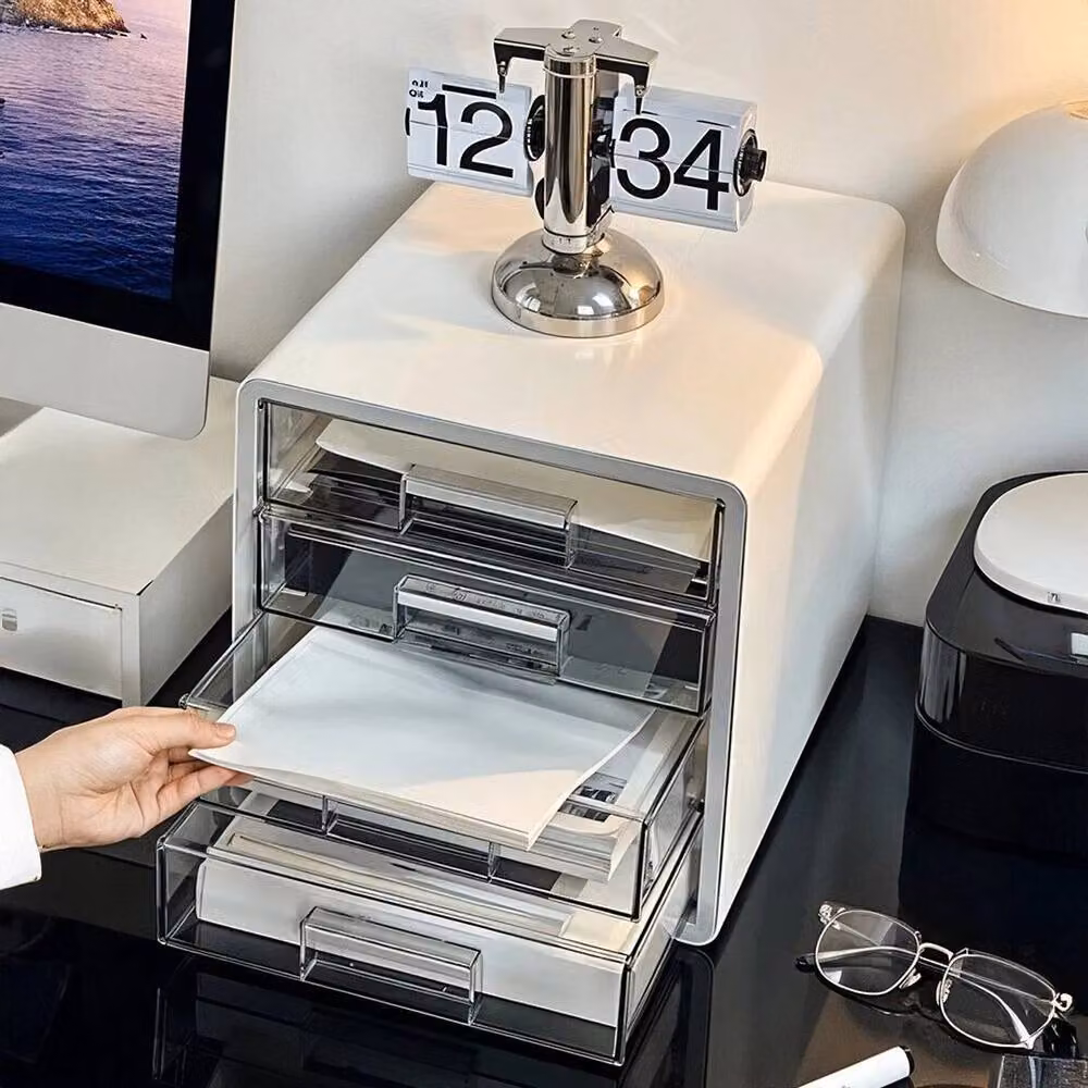 SPETLEK 4 Tier A4 Plastic Storage Drawer Tower Unit in White, Width: 60 cm – 2