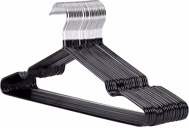 FLAVORA 20-Piece Metal Coat and Trouser Hangers in Black, W/D/H: 100 x 15 x 15 cm