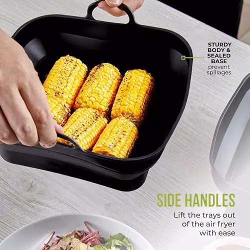 Tower Set of 2 Square Foldable Silicone Brownie Tins, Black – 6