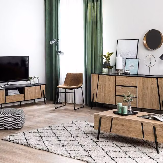 Wyld Haus Lift Top Coffee Table with Black Metal Legs and Brown Composite Top, W/D/H: 107 x 59 x 37 cm