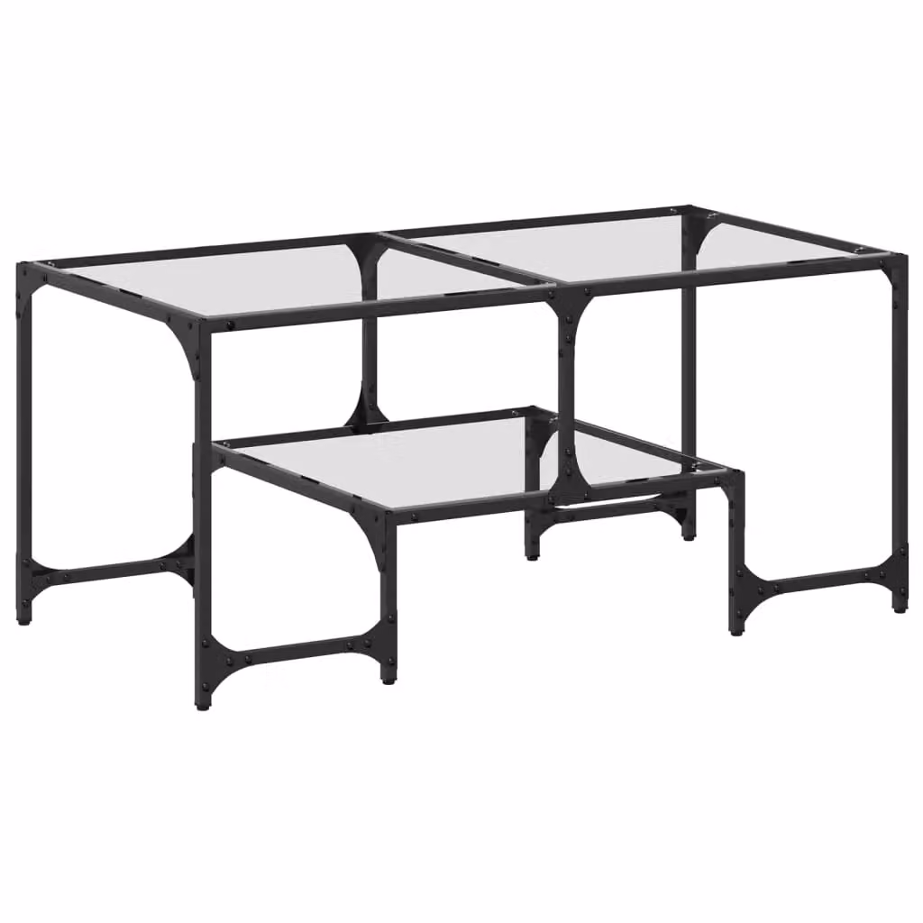 Berkfield Home Modern Rectangular Coffee Table with Transparent Glass Top and Grey Steel Frame, W: 98.5 cm, D: 50 cm, H: 45 cm – 2