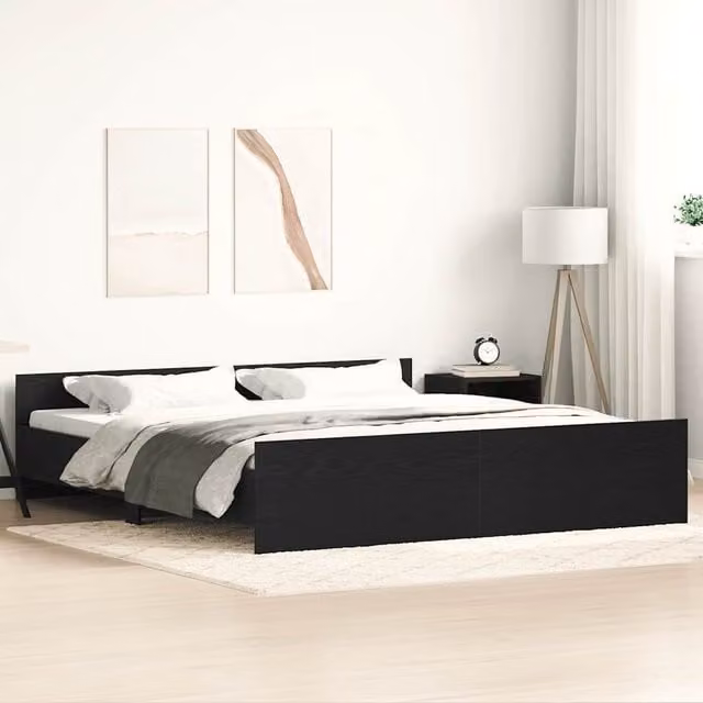 Berkfield Home Bed Frame in Black Oak, Brown Engineered Wood, W/D/H: 180 x 200 cm – 1